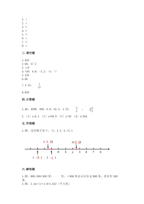 六年级下册数学期末测试卷及完整答案（夺冠系列）.docx
