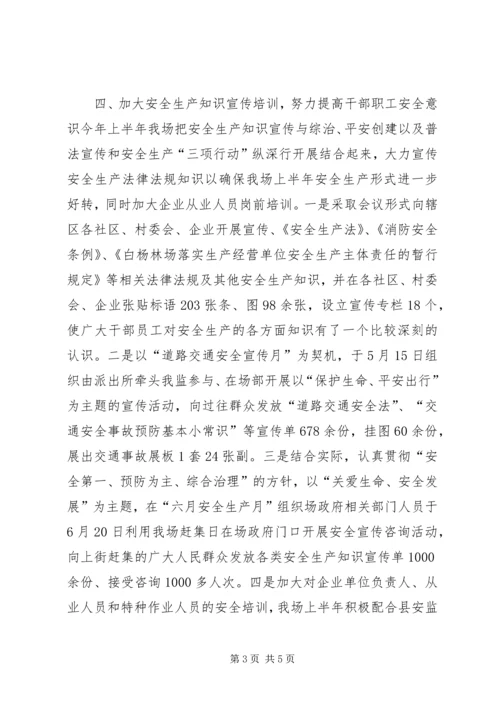 林场上半年安全生产工作总结及下半年工作计划.docx