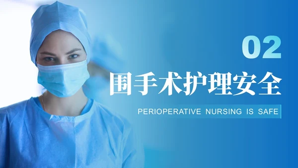 蓝绿色渐变简约实拍风格围手术期安全管理医护人员PPT