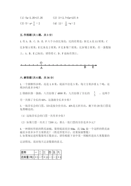 六年级下册数学期末测试卷附参考答案（精练）.docx