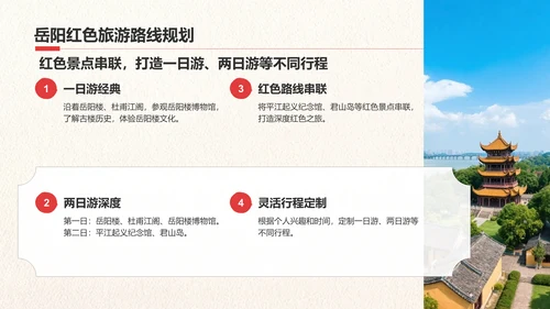 绿色复古风我的家乡湖南：红色旅游经典路线推荐PPT模板