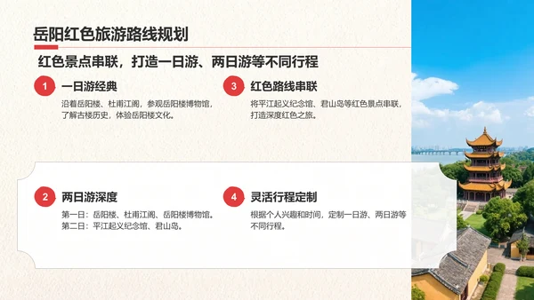 绿色复古风我的家乡湖南：红色旅游经典路线推荐PPT模板