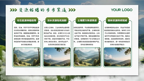 绿色环境保护简约大气主题PPT模板