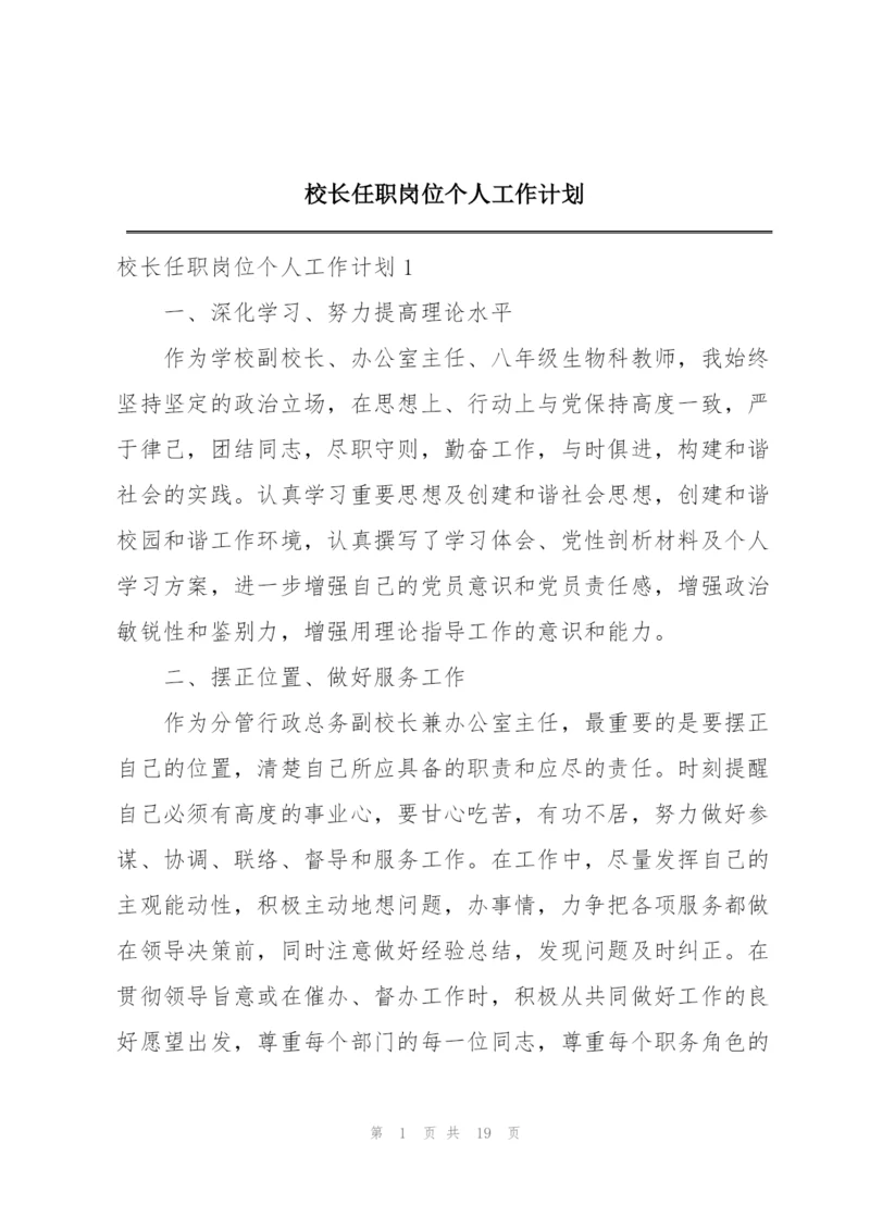 校长任职岗位个人工作计划.docx