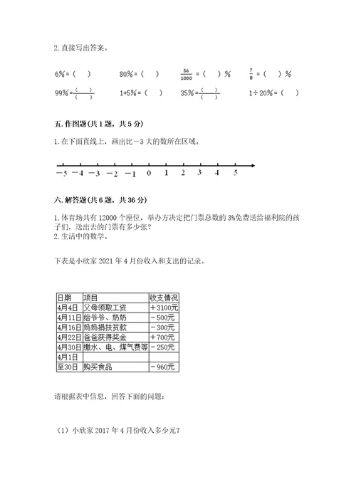 小学升初中数学试卷资料附答案（突破训练）