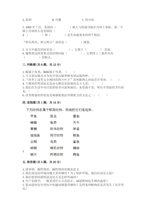 教科版六年级下册科学期末测试卷附答案（精练）.docx
