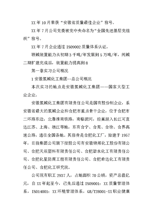 合肥工业大学化工实训报告