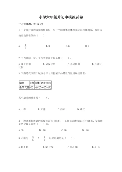 小学六年级升初中模拟试卷精品（全国通用）.docx