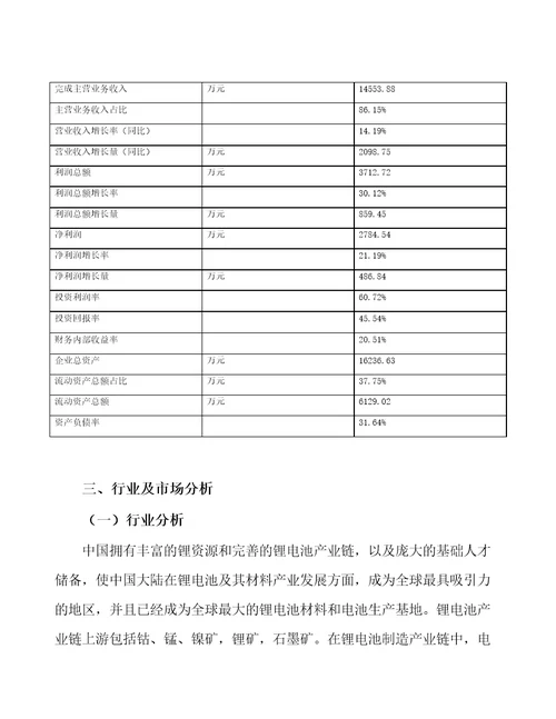 山东锂离子动力电池生产项目总结报告