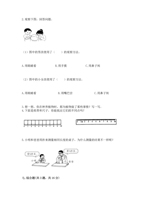 教科版一年级上册科学期末测试卷含答案（新）.docx