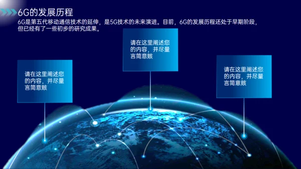 蓝色科技风6G深度融合万物智联通用PPT模板