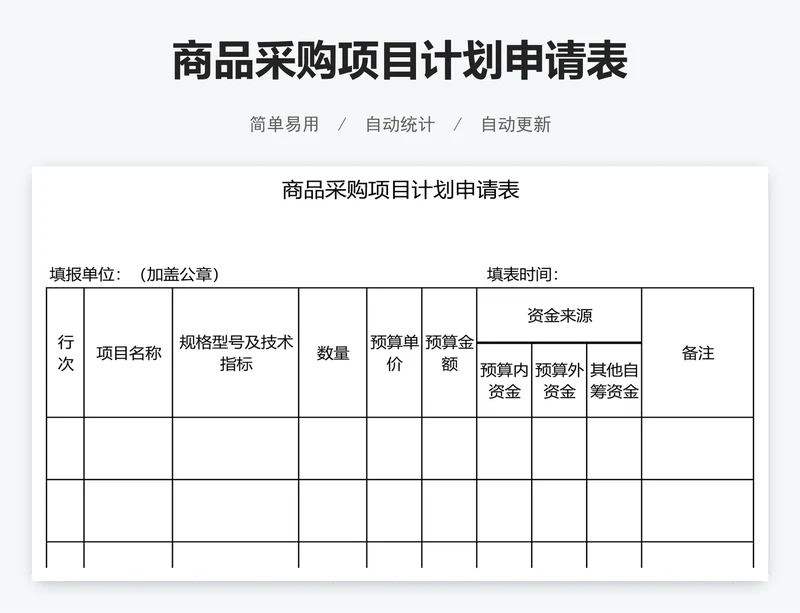 商品采购项目计划申请表