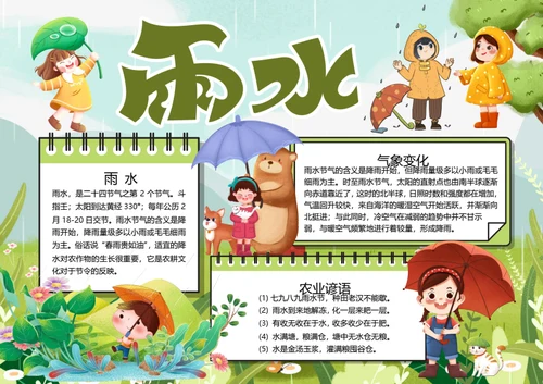二十四节气雨水word小报