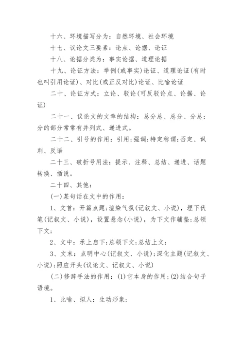 中考语文知识点归纳（最新版）.docx