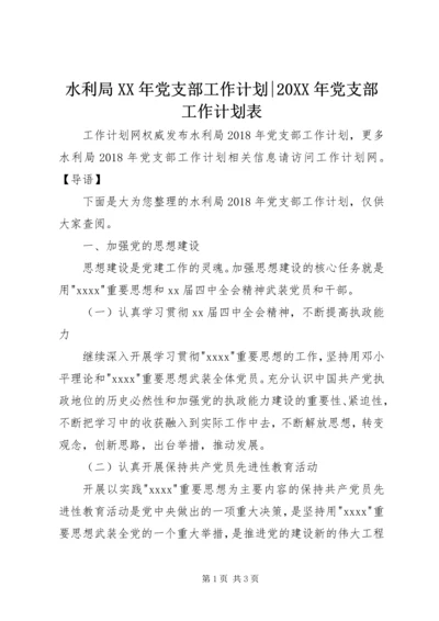 水利局XX年党支部工作计划-20XX年党支部工作计划表.docx