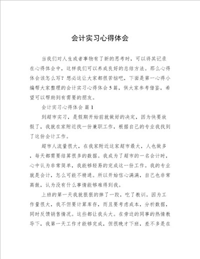 会计实习心得体会