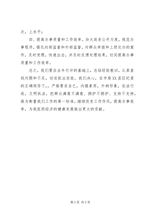 县药监局行风调度会汇报材料.docx