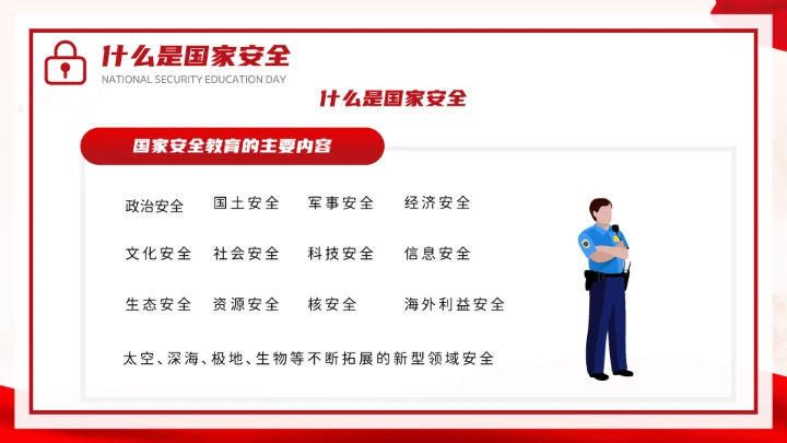 红色党政风国家安全你我有责全民国家安全教育日介绍宣传PPT模板