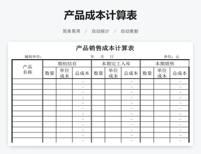 产品成本计算表