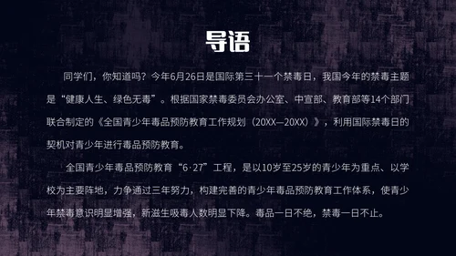 守护生命安全国际禁毒日通用PPT模板