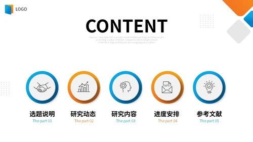 商务风蓝桔双色系开题报告答辩PPT答辩1