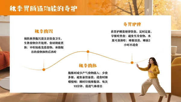 橘色商务风秋季居家养生PPT模板