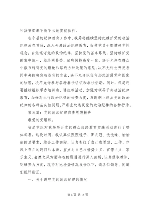 第一篇：党的政治纪律自查报告.docx