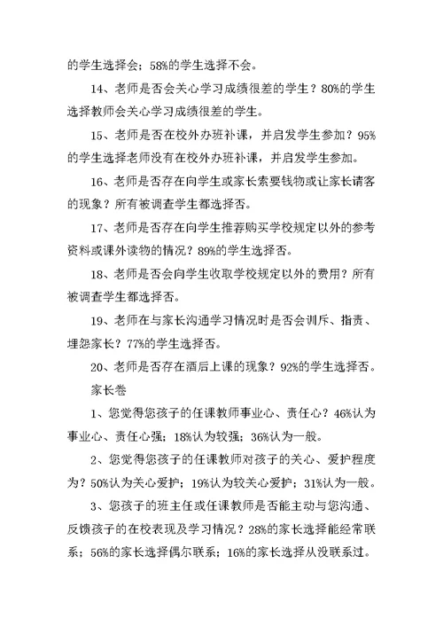 师德师风问卷调查分析报告