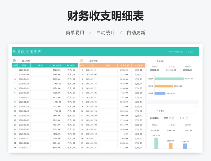 财务收支明细表