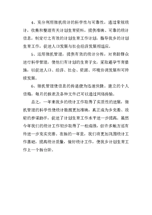乡镇统计人员年终个人工作总结范文