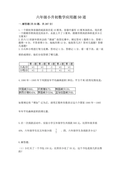 六年级小升初数学应用题50道含完整答案【典优】.docx