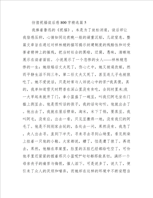 彷徨祝福读后感800字