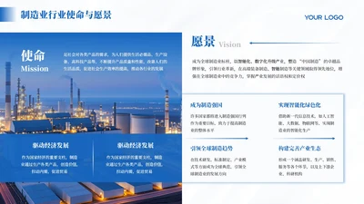 蓝色商务风8项使命与愿景PPT单页