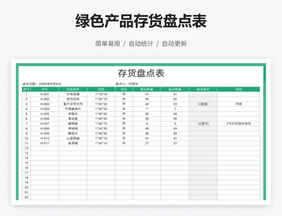 绿色产品存货盘点表