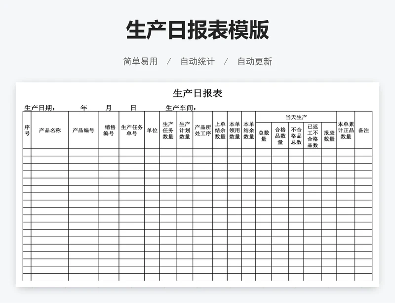 生产日报表模版