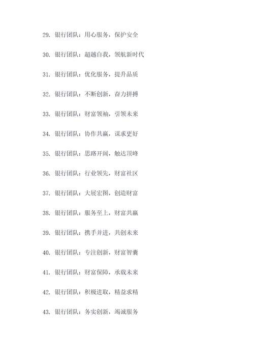 关于银行团队名称和口号