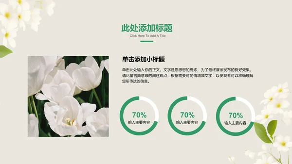 绿色清新风花卉总结汇报PPT演示模板