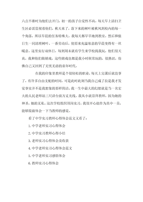 中学实习老师心得体会范文
