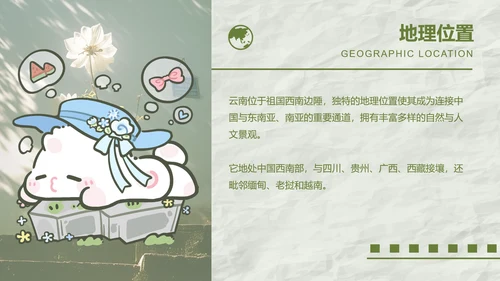 眠眠兔绿色卡通风云南旅游攻略