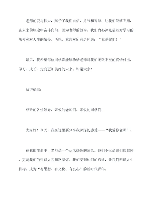 我爱你老师的演讲稿