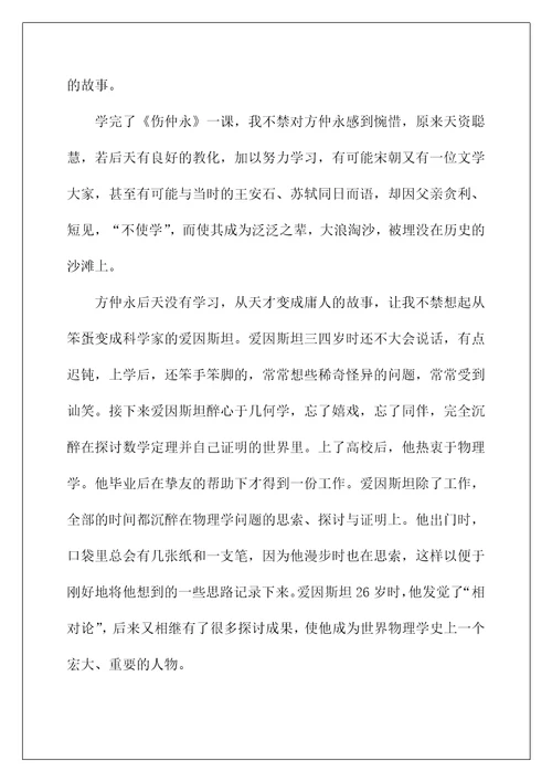 2022《伤仲永》读后感1