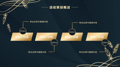 深蓝金奢华金叶子PPT模板