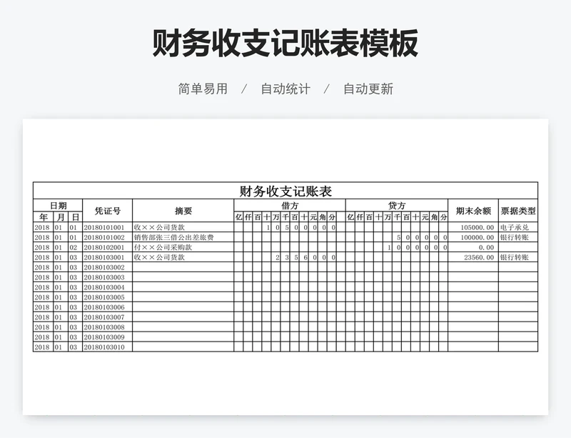 财务收支记账表模板