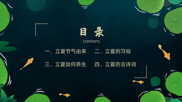 立夏荷叶绿色清新夏天通用PPT模板
