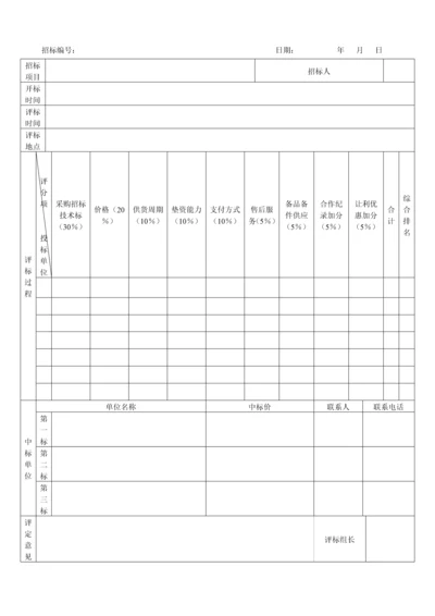 采购招标开标评标记录表.docx