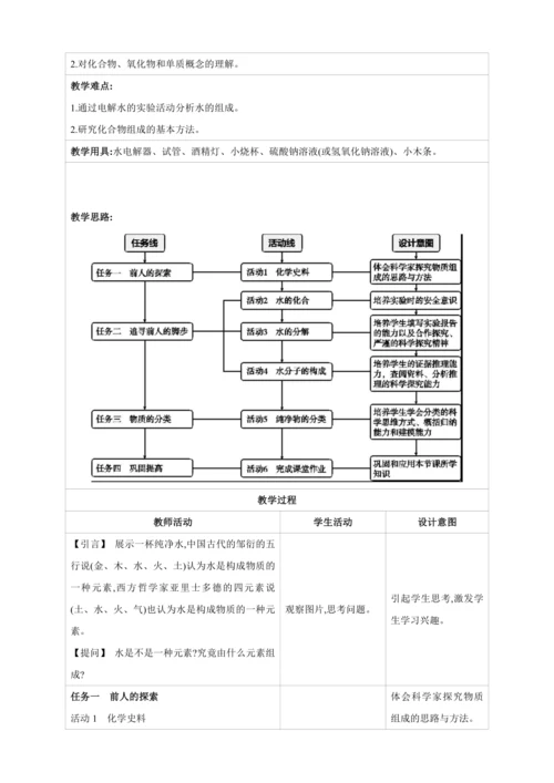 【高效备课】2024人教新版九上化学--4.2水的组成（教学设计）