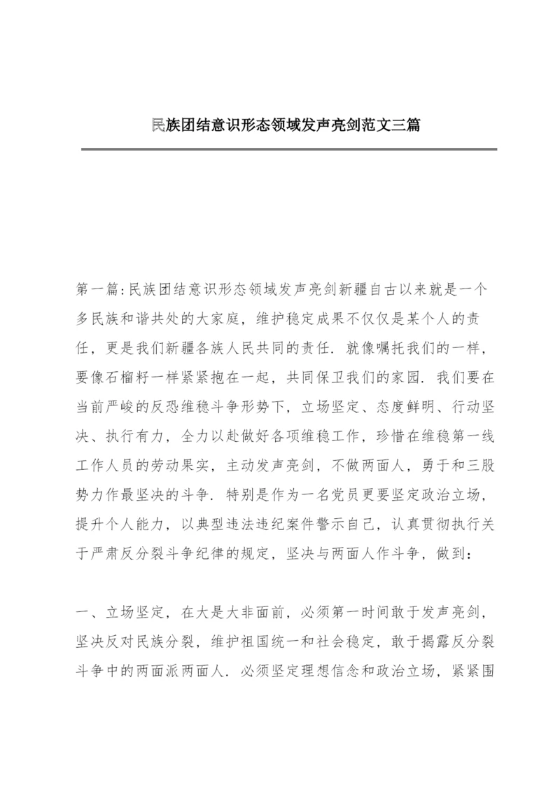 民族团结意识形态领域发声亮剑范文三篇.docx