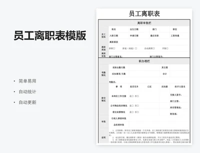 员工离职表模版