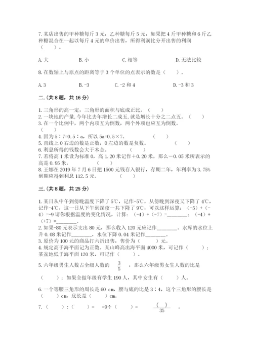 人教版六年级数学下学期期末测试题【易错题】.docx