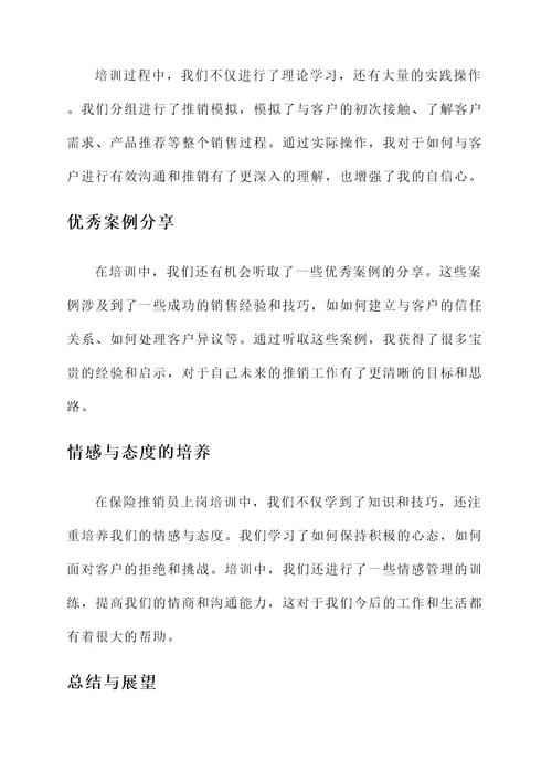 保险推销员上岗培训心得